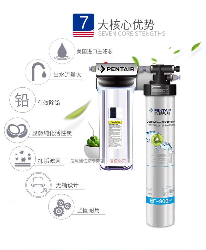 滨特尔爱惠浦EF-900P家用矿物质净水器自来水厨房直饮过滤净水机