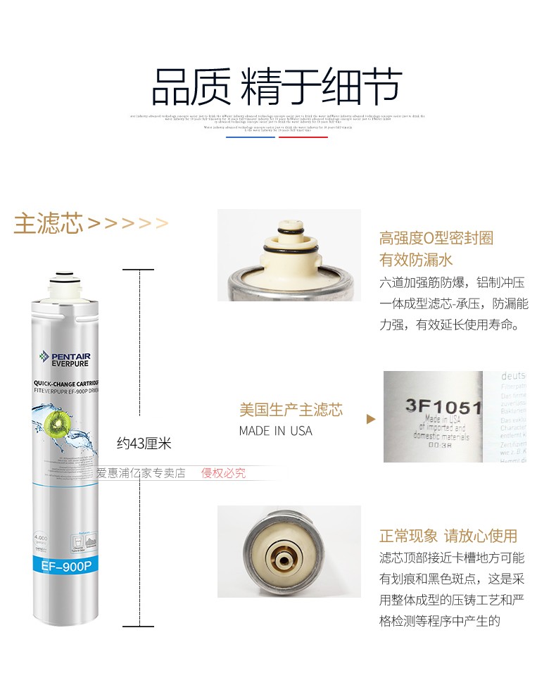 滨特尔爱惠浦EF-900P家用矿物质净水器自来水厨房直饮过滤净水机